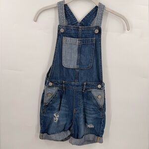Gap Kids Overall Shorts Denim Duel Wash Size Medium Blue